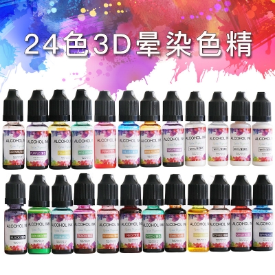 24 Color Crystal Drop Glue With Dye Diffuser, Toning Rendering 3D Smudge Fluid Alcohol Ink
